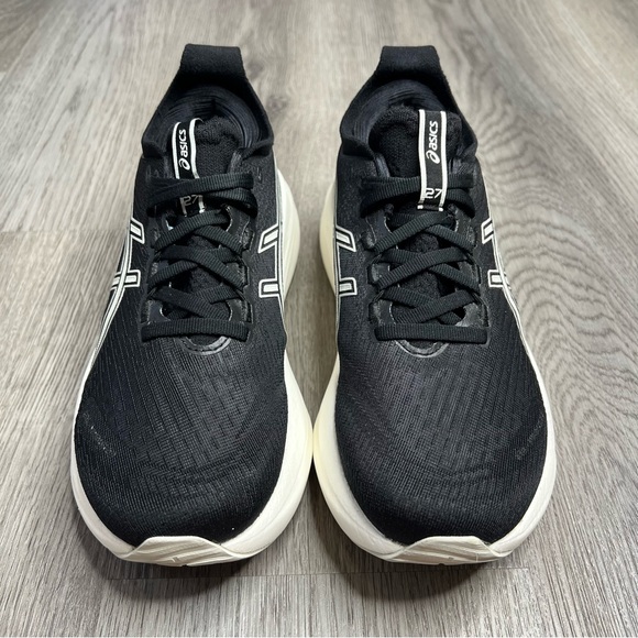 Asics Gel-Nimbus 27 Womens Size 7.5‎ Black White Athletic Running Shoes Sneakers